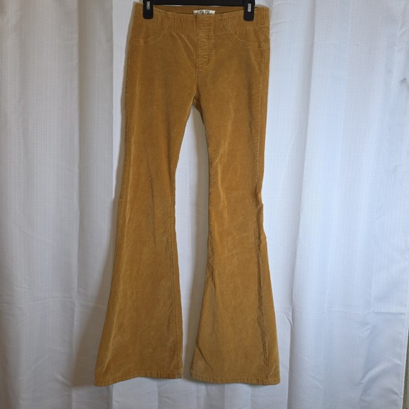 Free People Pants - We the Free Flare Corduroy Pants Women 27 Pull-on Gold Yellow Tan Western Boho